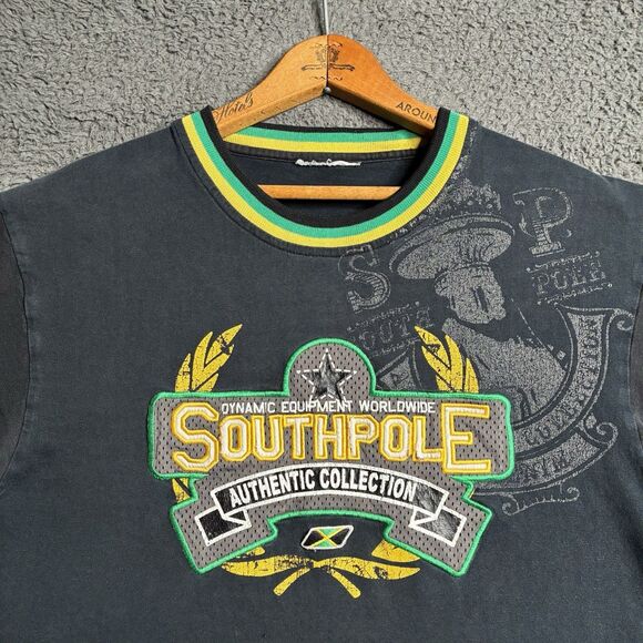 Vintage Southpole Shirt Mens Medium Hip Hop Y2K Rasta Style Tee Cyber Grunge - Picture 1 of 11